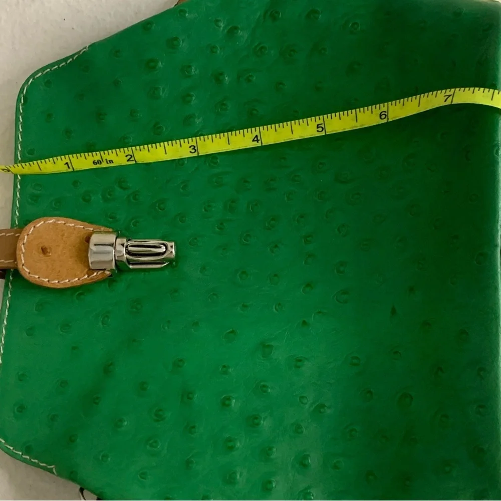 Genuine Italian OSTRITCH Embossed Leather Crossbody Bag Womens Green Purse - Picture 12 of 13